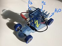 Hydrogen car shows a possible application for hydrogen as fuel after conversion 
into electricity by a fuel cell.